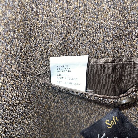 Vito Rufolo Mens Tweed Blazer Suit Jacket 44L Wool Vintage Italy Brown 3-button - Picture 9 of 10